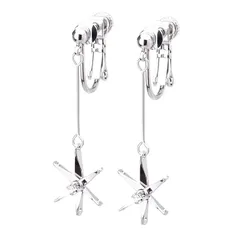 【新品】 LOKUMI イヤリング 金属アレルギー対応 日本製 シリコンカバー付 スパークル ビジュー スパーク シンプル 揺れる ロング シルバー ゴールド ピンクゴールド 金メッキ K24メッキ ネジ式 金属アレルギー対応イヤリング ne-67 (シルバー