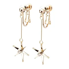 【新品】 LOKUMI イヤリング 金属アレルギー対応 日本製 シリコンカバー付 スパークル ビジュー スパーク シンプル 揺れる ロング シルバー ゴールド ピンクゴールド 金メッキ K24メッキ ネジ式 金属アレルギー対応イヤリング ne-67 (K24ゴ