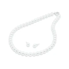 【新品】 [Sophia & Co] パール ネックレス 真珠 花珠級 国産プレミアムパール 冠婚葬祭 イベント 8mm 42cm ホワイト (42cm, ピアスセット) 0