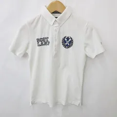 アドミラル Admiral ポロシャツ ゴルフ スポーツウェア 半袖 ロゴ 刺繍 ボタンダウン 白 ホワイト M