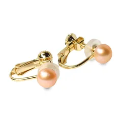 【新品】 [クレインズコレクション]長期 日本製 天然 淡水パール 真珠 ピアス イヤリング ボタンシェイプ 金属アレルギー対応 選べるサイズ&カラー 修理交換対応可 自社生産 ケース・お手入れクロス・巾着袋付 ホワイト ピンク(TE6mm PK-GD) 0