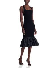 ジャンパトゥ レディース トップス ワンピース ニット PATOU Long Mixed Media Faille Knit Dress Black ブラック