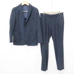 オリヒカ ORIHICA GARAGE スーツ セットアップ テーラードジャケット シングル 2B 背抜き ベンツ スラックス ロング 紺 ネイビー S 