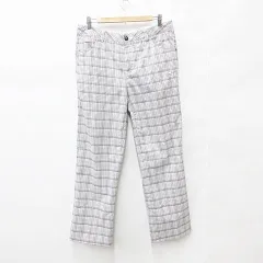 プーマ PUMA ゴルフ スポーツウエア パンツ ロング チェック ストレッチ 白 紫 グレー パープル ホワイト L