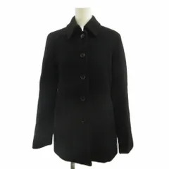 エムプルミエ M-Premier ステンカラーコート ウール 38 黒 ブラック 無地 レギュラーカラー 長袖 ミドル丈 /PP ■ECA003