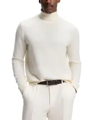 ボス メンズ アウター ニット・セータートルネック BOSS Emio Turtleneck Cashmere Sweater Open White ホワイト