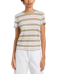 フレーム レディース トップス Tシャツ リネン FRAME The Linen Blend Striped Tee Military Multi マルチカラーのサムネイル