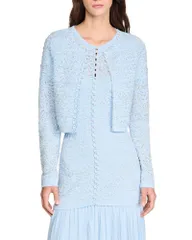 サンドロ レディース アウター カーディガン クロップド Sandro Cropped Pearl Cardigan Sky Blue ブルーのサムネイル