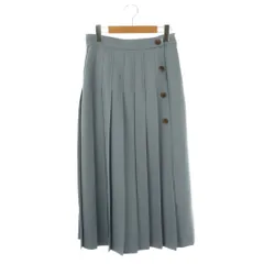 ナチュラルビューティーベーシック NATURAL BEAUTY BASIC 23SS アシメプリーツボタンスカート フレア ロング M サックスブルー /CX ■OS