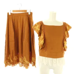 チェスティ Chesty Summer Embroidery Setup セットアップ ブラウス フレアスカート リネン混 1 キャメル マルチカラー /ES ■OS