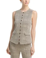 ラグアンドボーン レディース アウター ベスト rag bone Irina Ponte Plaid Long Vestan Multi タンのサムネイル
