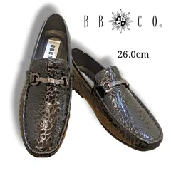 【BBCO／ビビコ】漆黒エナメル ドライビングシューズ ローズ柄型押し 26.0cm 新品、未使用、現品限り