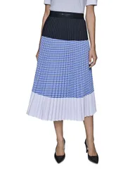 カール ラガーフェルド レディース ボトムスカート プリーツ ミディ カラーブロック KARLAGERFELD PARIS Colorblock Pleated Midi Skirt French Blue ブルー