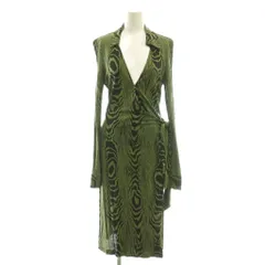 ダイアンフォンファステンバーグ DIANE von FURSTENBERG ワンピース ロング 総柄 4 グリーン ダークブラウン /DF ■ECE003