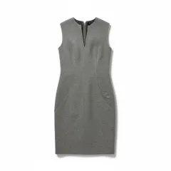 2c29 【美品】 Les Copains BLACK レコパン  定価12.3万 Vネック ノースリーブ ロングワンピース アンゴラ混 レディース 女性用 42 グレーu02t