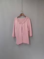 刺繍レーストリミングニットカーディガン