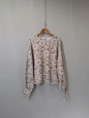 ZARA 펑키袖 エンブロイダリー 背中スリット ブラウス