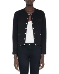 ザディグ エ ヴォルテール レディース アウター パーカー・スウェット シャツ Zadig Voltaire Cama Snap Front Sweatshirt Black ブラックのサムネイル
