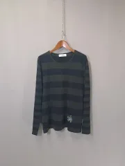 クロコダイル コットン混 ボーダー柄 ニット ng