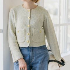 新品未使用】Apuweiser-riche ツイード ノーカラー ジャケット - メルカリ