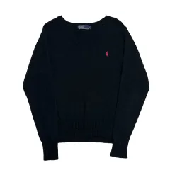 L POLO RALPH LAUREN (ポロラルフローレン) レディース Vネック ブラック ラムウール ニット