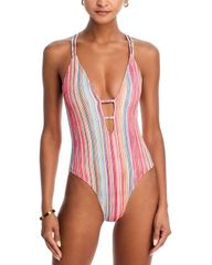 Ramy Brook Women's Marina One Piece Swimsuit Vivid Orange Stripe