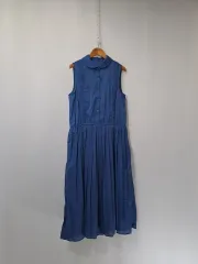 明るいネイビー 둥근KARA プリーツ ONE PIECE