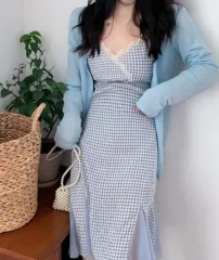 シフォン CHECK レイ レース Long ONE PIECE