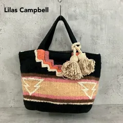 Lilas Campbell リラキャンベル トートバッグ ブラック ハンドバッグ タッセル ネイティブ柄 幾何学模様 刺繍 キャンバス 大容量 手提げ かばん カバン 鞄 総柄 民族調 フォークロア カジュアル お出かけ 旅行 買い物 ★ ■■のサムネイル