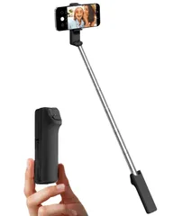 viozon 自撮り棒 iphone コンパクト 軽量 伸縮式 スマホスタンド 4～7インチのiPhone/Androidスマートフォン対応 ワイヤレスリモコン付き ステンレスチューブ セルフィースティック 持ち運び Vlog・旅行・撮影 ブラックのサムネイル