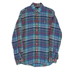 M ポロラルフローレン マルチカラー リネン チェックシャツ