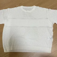 白シースルー ニット 半袖Tシャツ 77