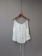 白 紐 ノースリーブ ブラウス