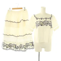 チェスティ Chesty 刺繍 カットソー スカート セットアップ 上下 半袖 1 白 ホワイト /AT ■OS