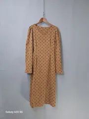 ブラウン ウール ボンボン Corduroy ロング ONE PIECE