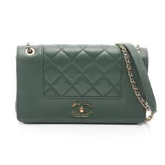 シャネル CHANEL ショルダーバッグ マトラッセ グリーン レザー マドモアゼル チェーンショルダー レディース Used B