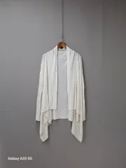 H M フリーサイズ アイボリー オープン ロングカーディガン