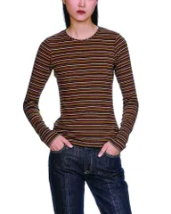 アナスイ レディース トップス シャツ Anna Sui Venetian Stripe Long Sleeve Top Garnet Multi マルチカラーのサムネイル