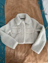 ZARA アイボリー ボア クロップド ジャケット