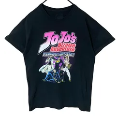 M キャラT キャラクター ジョジョ アニメ ビッグプリント ジャンプ ブラック 黒 Tシャツ レディース ユニセックス メンズ 古着 半袖 CHM