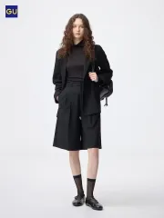 UNIQLO GU レディース バミューダパンツ L 新品 (ブラック/グレー)