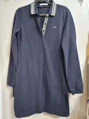 LACOSTE ラコステ ネイビー カラーネック Long ロング ONE PIECE ワンピース 34