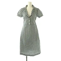ミュベール muveil ギンガムチェック半袖シャツワンピース 膝丈 36 ネイビー ホワイト /DO ■OS