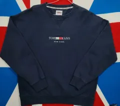 トミー ジーンズ ネイビー スウェット 起毛 Tシャツ