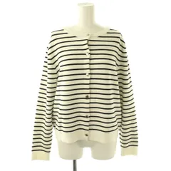 ザラ ZARA ボーダー クルーネックニットカーディガン ニット 長袖 L ホワイト /HK ■OS