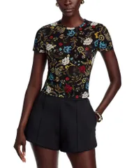 アリスアンドオリビア レディース トップス Tシャツ クルーネック Alice and Olivia Tess Crewneck Tee Tapestry Trailsのサムネイル