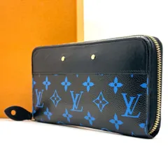 【差し色で魅せる青】　LOUIS VUITTON　長財布 ジッピーウォレット モノグラム アイコニックブルー 2016春夏限定 ラウンドファスナー　黒