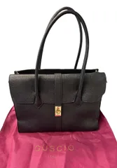GUSCIO　ITALY製　本革ハンドバッグ　ブラック ZKT02のサムネイル