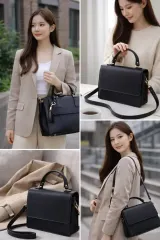 ブラック トップハンドル ショルダーバッグ トートバッグ