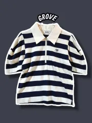 F/ GROVE グローブストア エブリン 半袖Tシャツ ネイビーアイボリー /0318